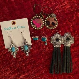 Four Pairs Western Style Earrings